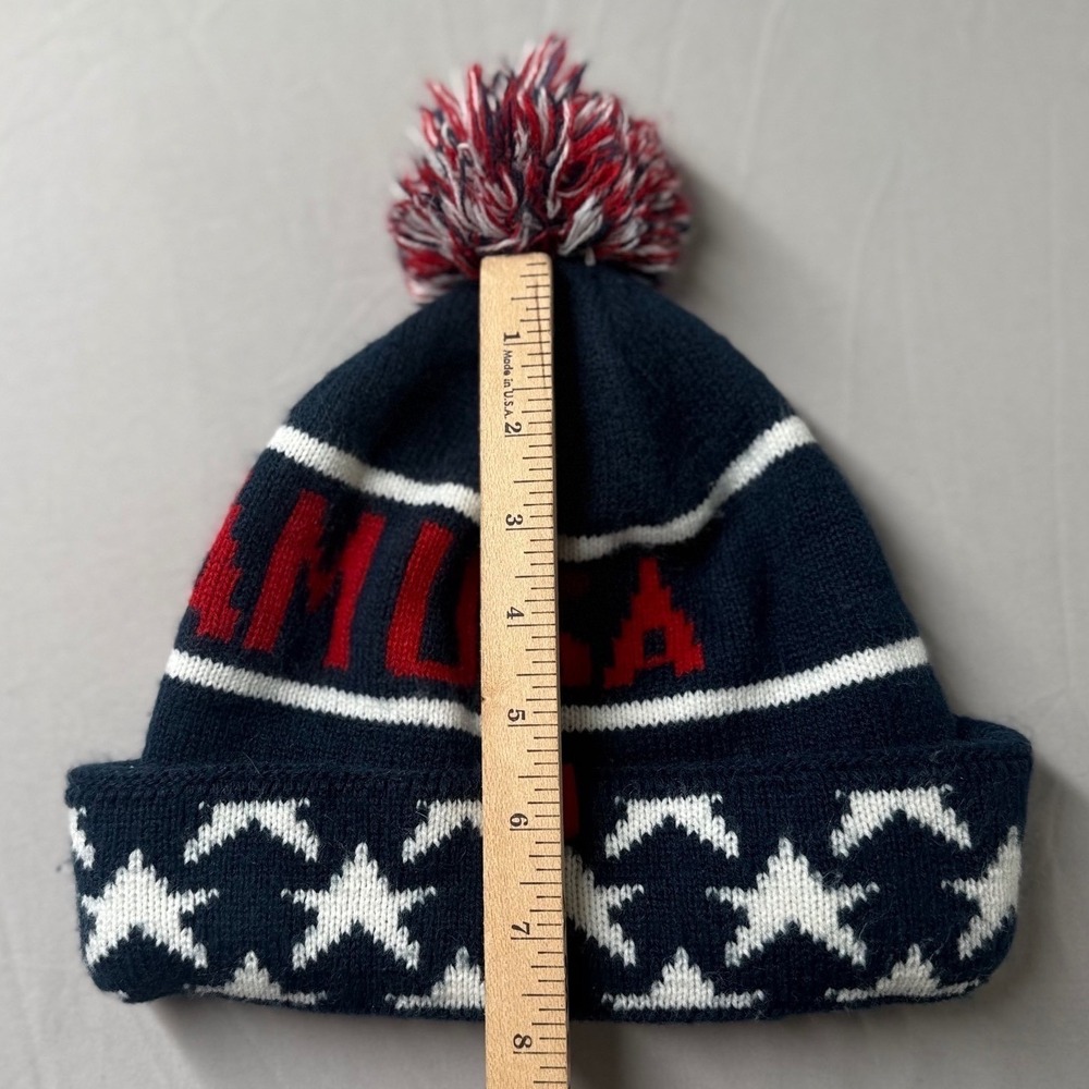 Team USA Olympic Knit Pom Beanie Hat Navy Red White One Size Winter USA - Picture 8 of 8